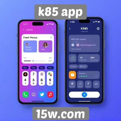 Interface do usuário do k85 app em foco